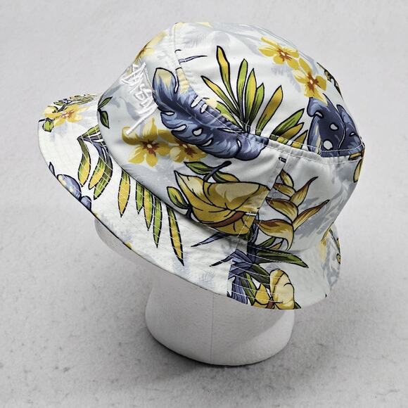 Stussy Paradise Bucket Hat Large / XL Blue Yellow Floral Cap Hawaiian Surf Skate - Picture 3 of 6